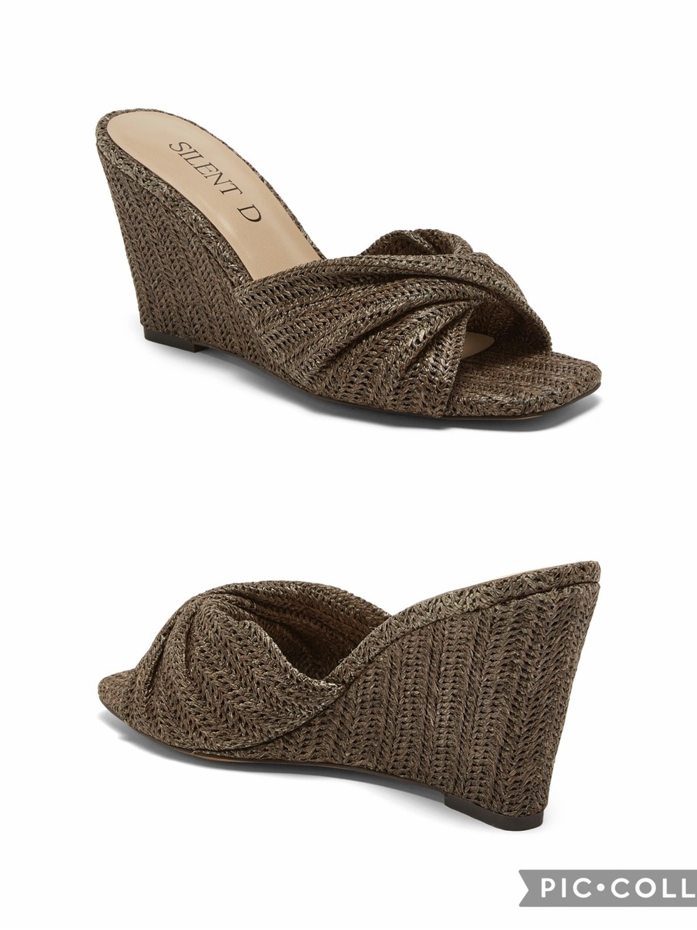 New 6.5 37 Anthropologie silent d katia raffia wedge sandals hot fudge brown